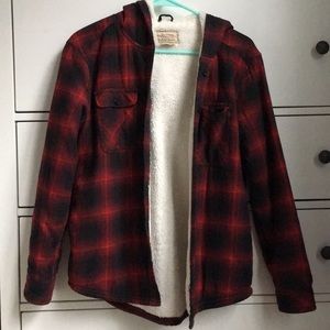 Red and black flannel style jacket